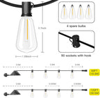 Outdoor String Lights Mains Powered 180FT Garden Festoon