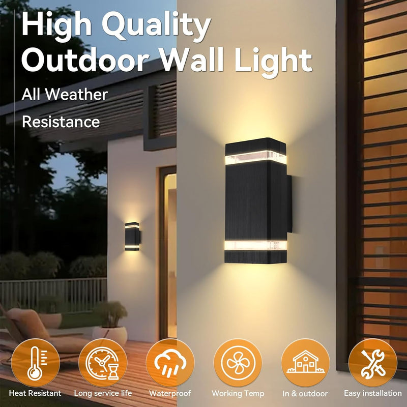 Outdoor Wall Lights Mains Powered Aluminium Base 3000K