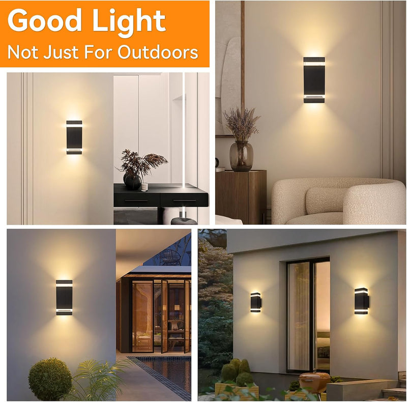 Outdoor Wall Lights Mains Powered Aluminium Base 3000K