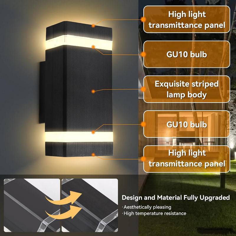 Outdoor Wall Lights Mains Powered Aluminium Base 3000K