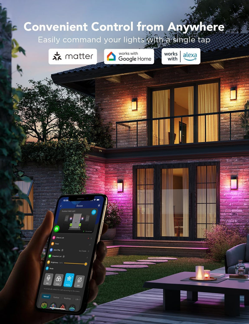 Outdoor Wall Lights Rgbic 1500lm Smart LED (2 Pack)