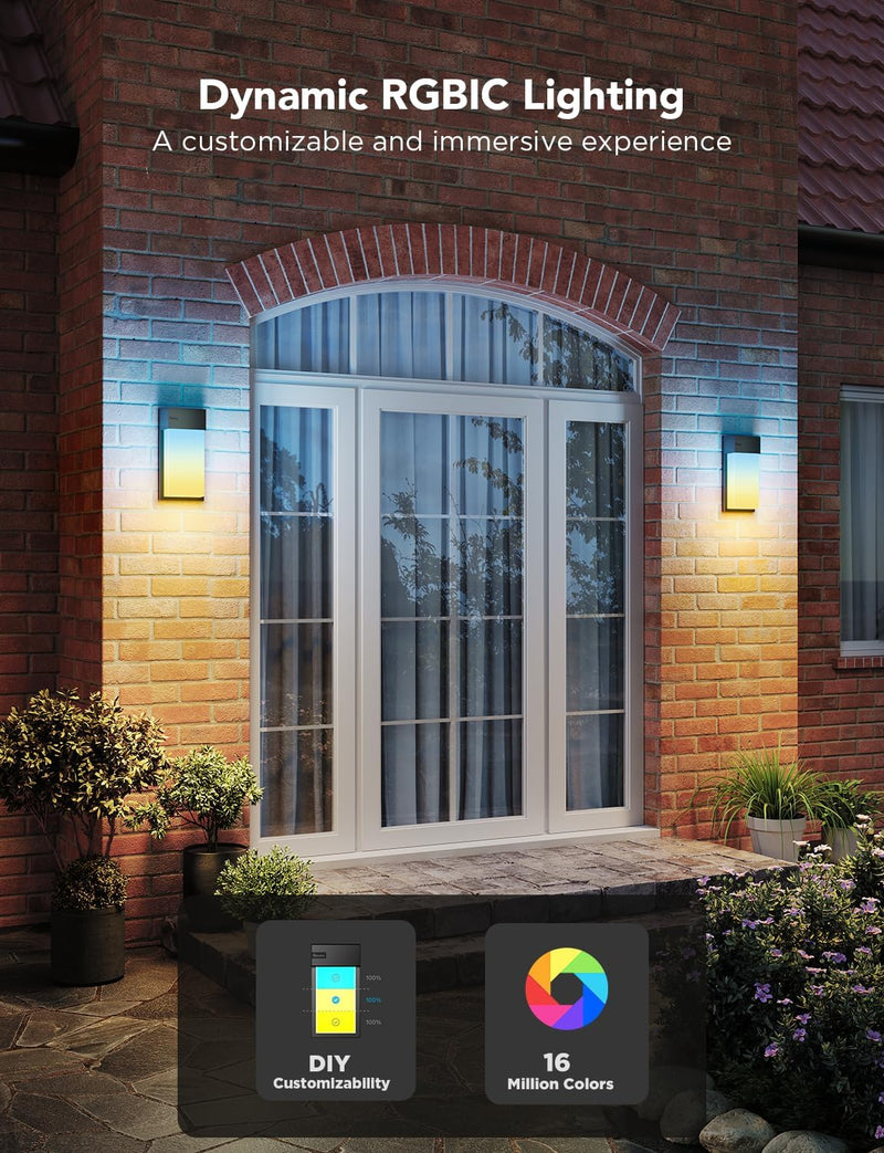 Outdoor Wall Lights Rgbic 1500lm Smart LED (2 Pack)