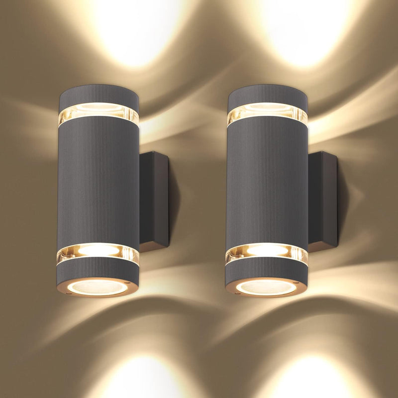 Outdoor Wall Lights Up Down Outside Mains Powered (2 Pack)