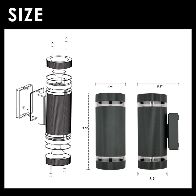 Outdoor Wall Lights Up Down Outside Mains Powered (2 Pack)