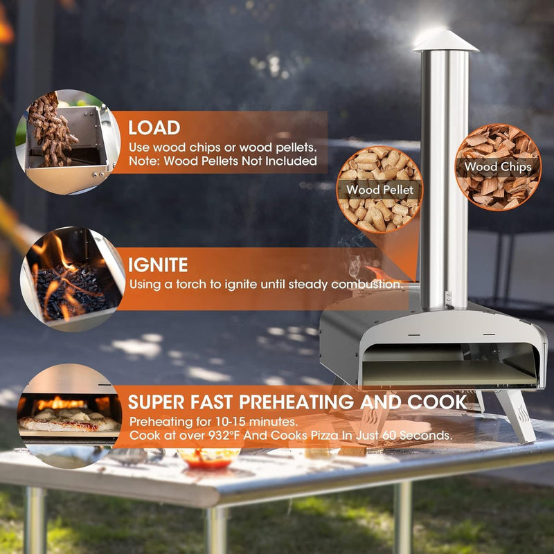 Outdoor Pellet Wood Fired Pizza Oven for Garden