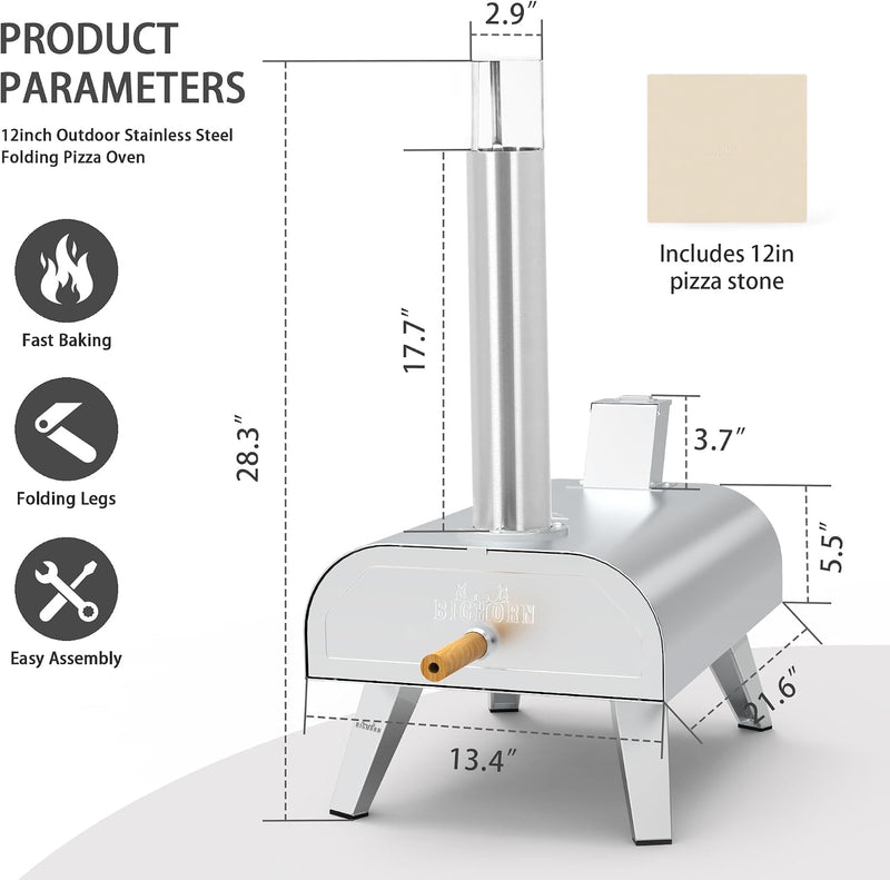 Outdoors 12 Inch Wood Pellet Pizza Oven Portable