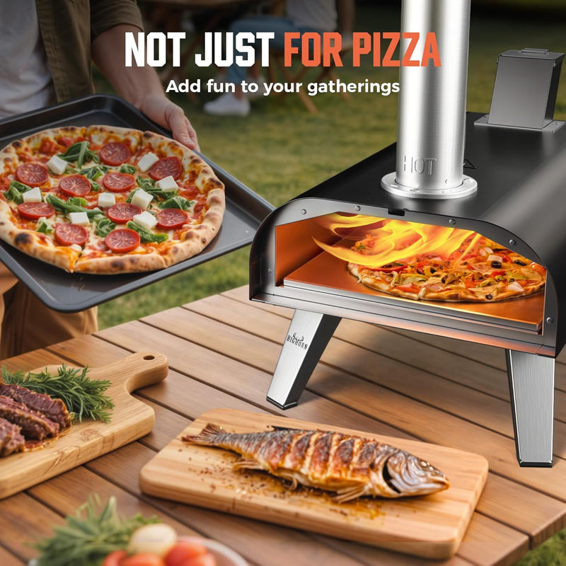 Outdoors 12 Inch Wood Pellet Pizza Oven Portable
