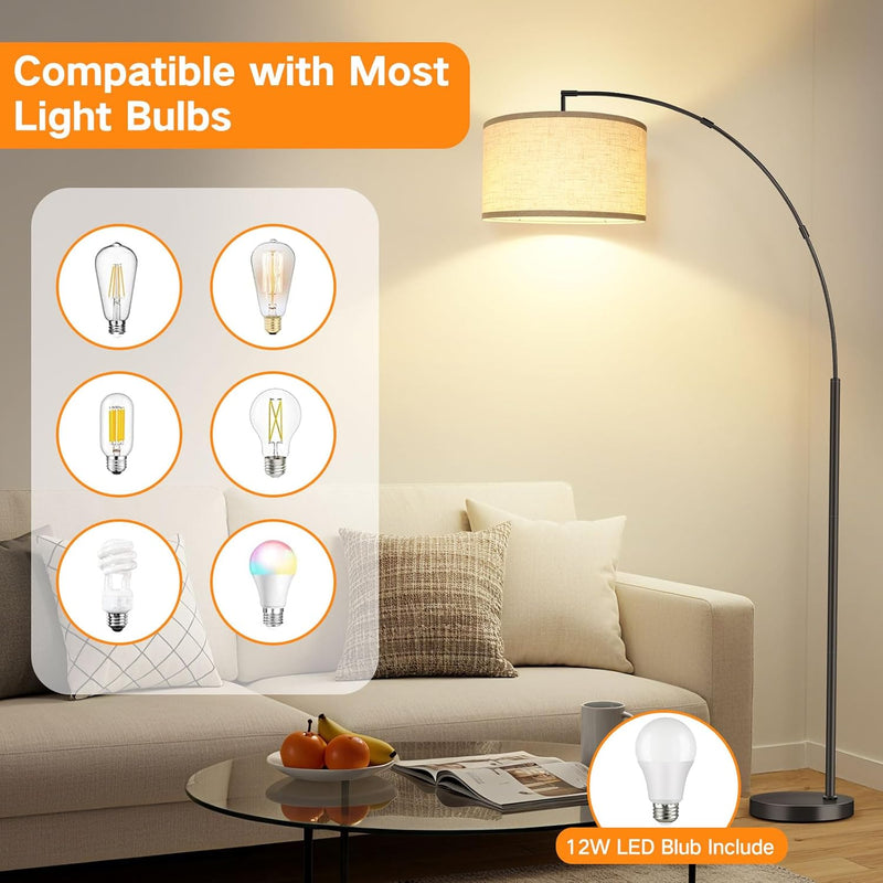 LED Modern Arc Floor Lamp Dimmable Standing