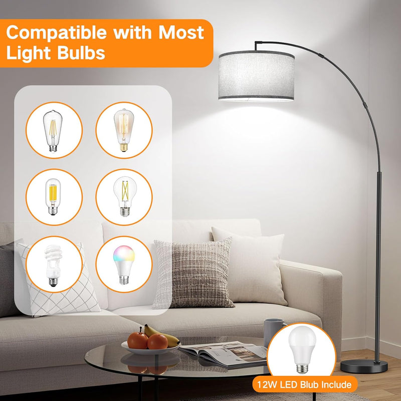 LED Modern Arc Floor Lamp Dimmable Standing