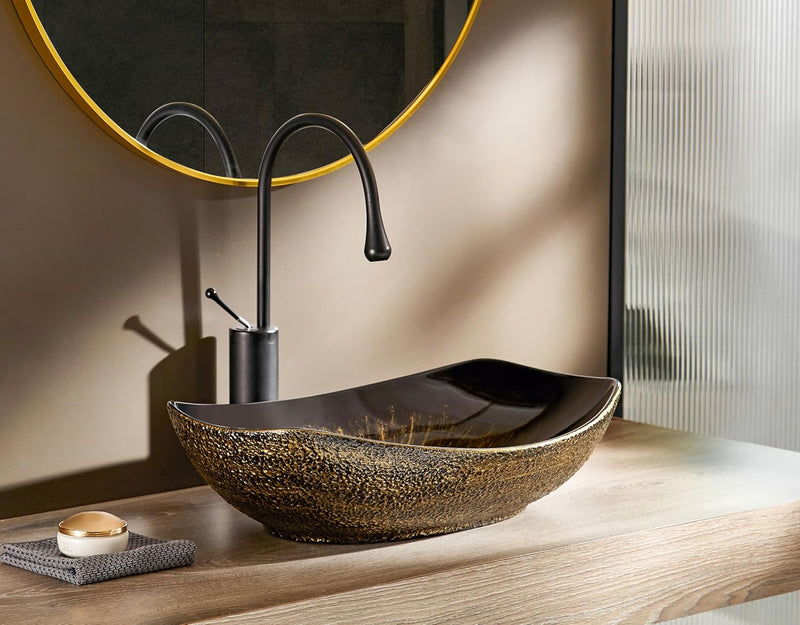 Oval Bathroom Vessel Sink Antique Pattern Design