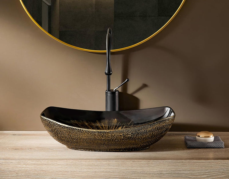 Oval Bathroom Vessel Sink Antique Pattern Design