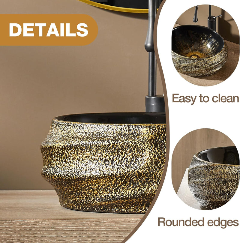 Oval Bathroom Vessel Sink Antique Pattern Design