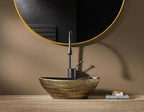 Oval Bathroom Vessel Sink Antique Pattern Design