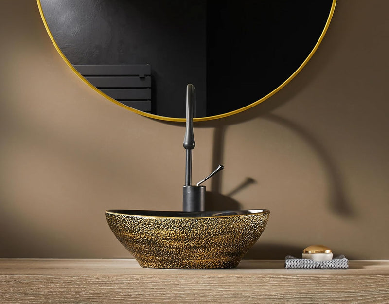 Oval Bathroom Vessel Sink Antique Pattern Design