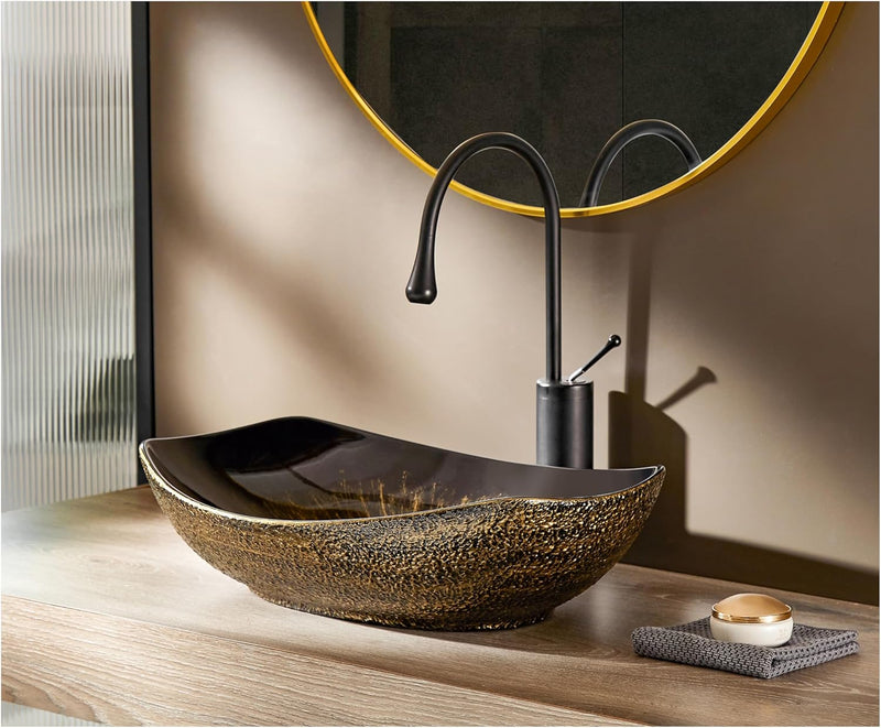 Oval Bathroom Vessel Sink Antique Pattern Design
