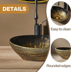 Oval Bathroom Vessel Sink Antique Pattern Design