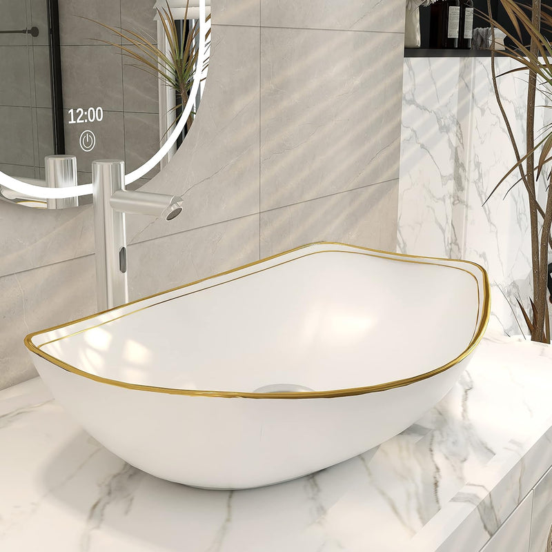 Oval Bathroom Vessel Sink Antique Pattern Design