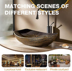 Oval Bathroom Vessel Sink Antique Pattern Design