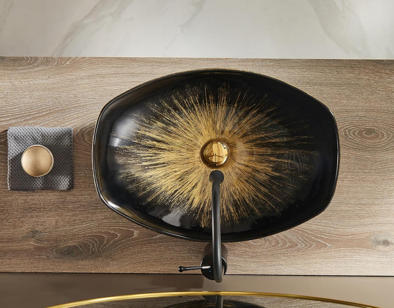 Oval Bathroom Vessel Sink Antique Pattern Design