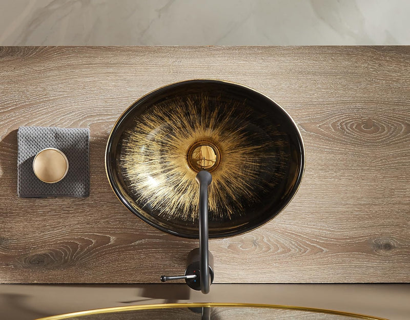 Oval Bathroom Vessel Sink Antique Pattern Design