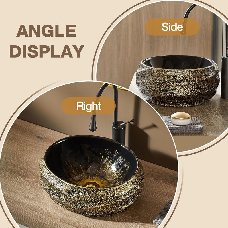 Oval Bathroom Vessel Sink Antique Pattern Design