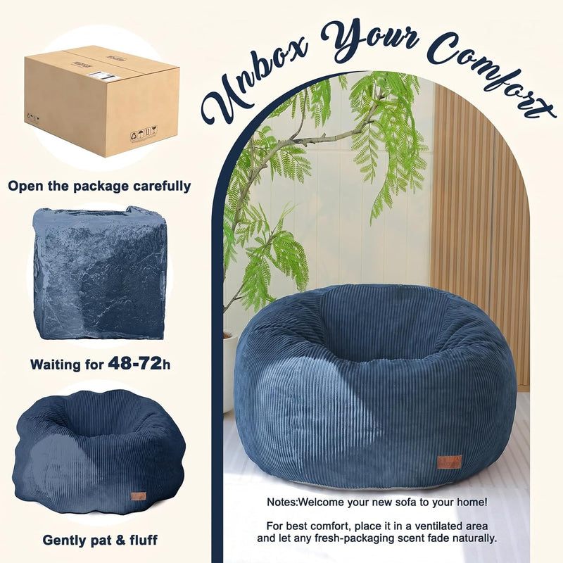 Oval Bean Bag for Adults Kids Teens Large