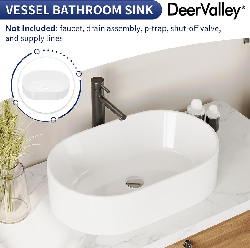 Oval Ceramic Countertop Basin 55.5x34.5x14CM