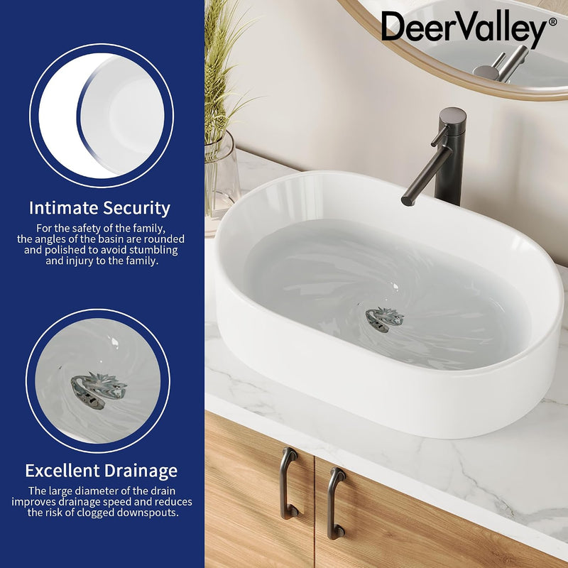 Oval Ceramic Countertop Basin 55.5x34.5x14CM