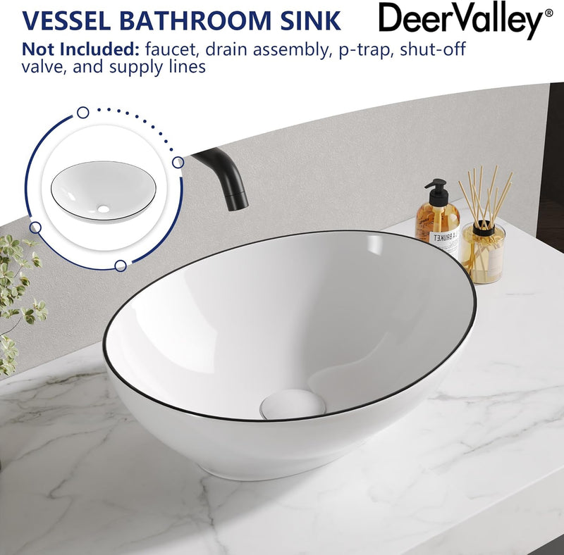 Oval Ceramic Countertop Basin 55.5x35.7x14CM Cloakroom Hand Wash