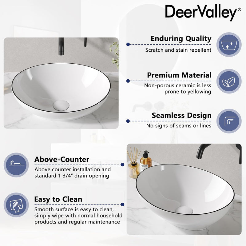 Oval Ceramic Countertop Basin 55.5x35.7x14CM Cloakroom Hand Wash