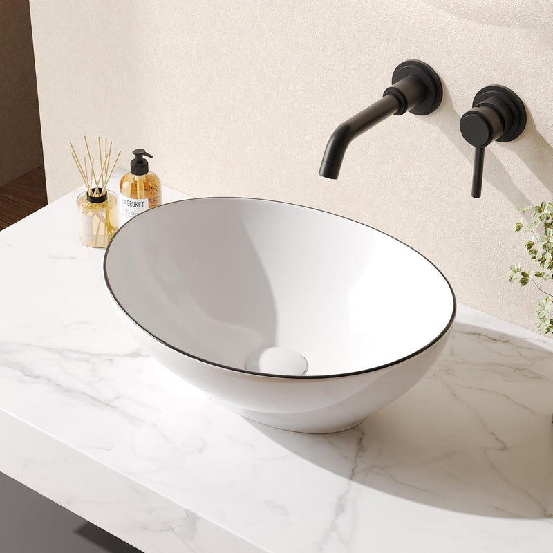 Oval Ceramic Countertop Basin 55.5x35.7x14CM Cloakroom Hand Wash