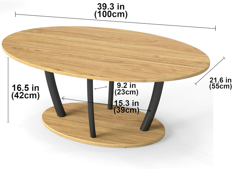 Oval Coffee Table Mid Century Farmhouse Industrial Centre
