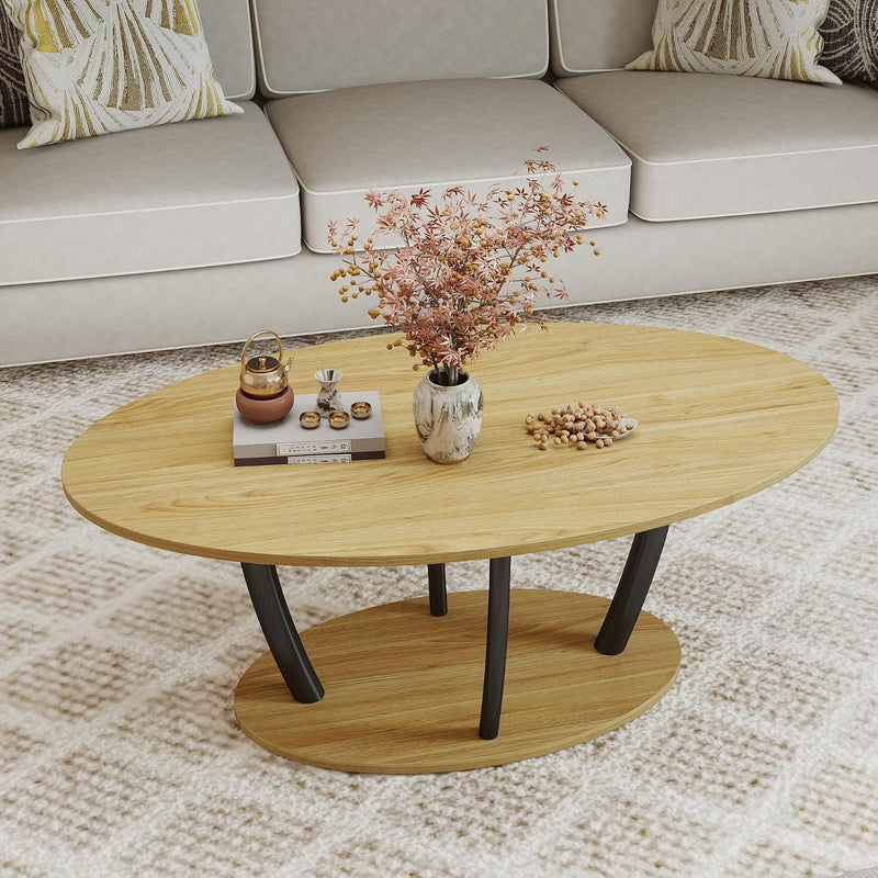 Oval Coffee Table Mid Century Farmhouse Industrial Centre