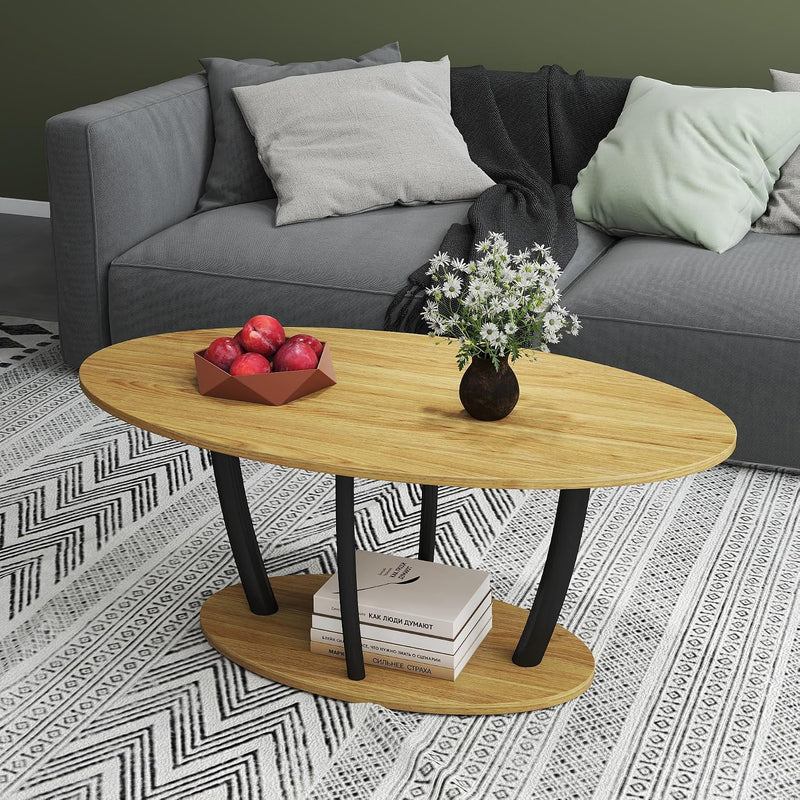 Oval Coffee Table Mid Century Farmhouse Industrial Centre