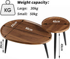 Oval Coffee Table Nest Wood: 2 Nesting Set