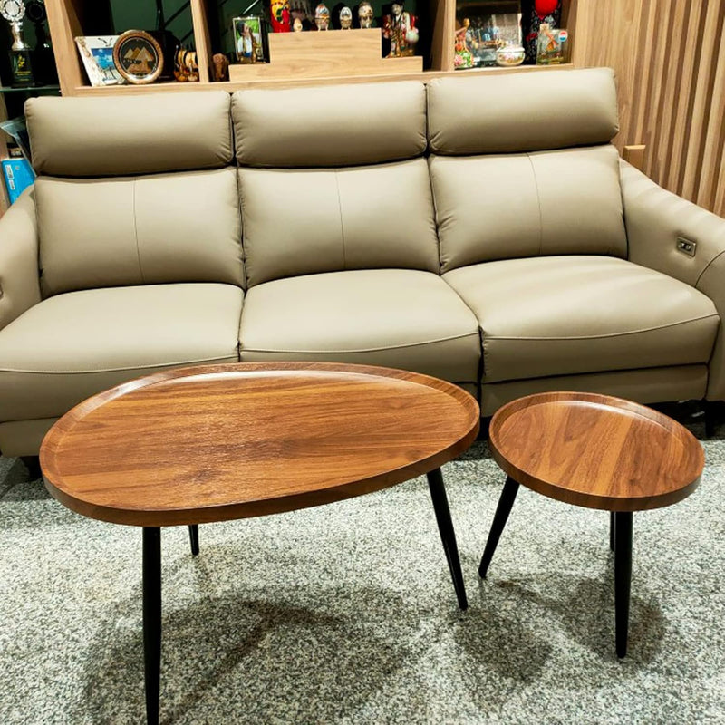 Oval Coffee Table Nest Wood: 2 Nesting Set