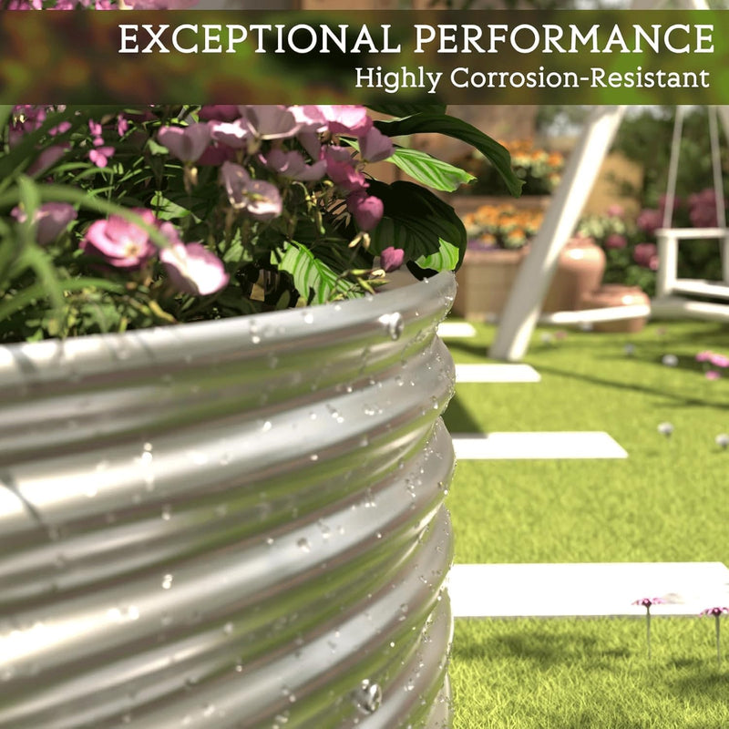 Oval Corrugated Galvanized Steel Raised Garden Bed (3 Pack)