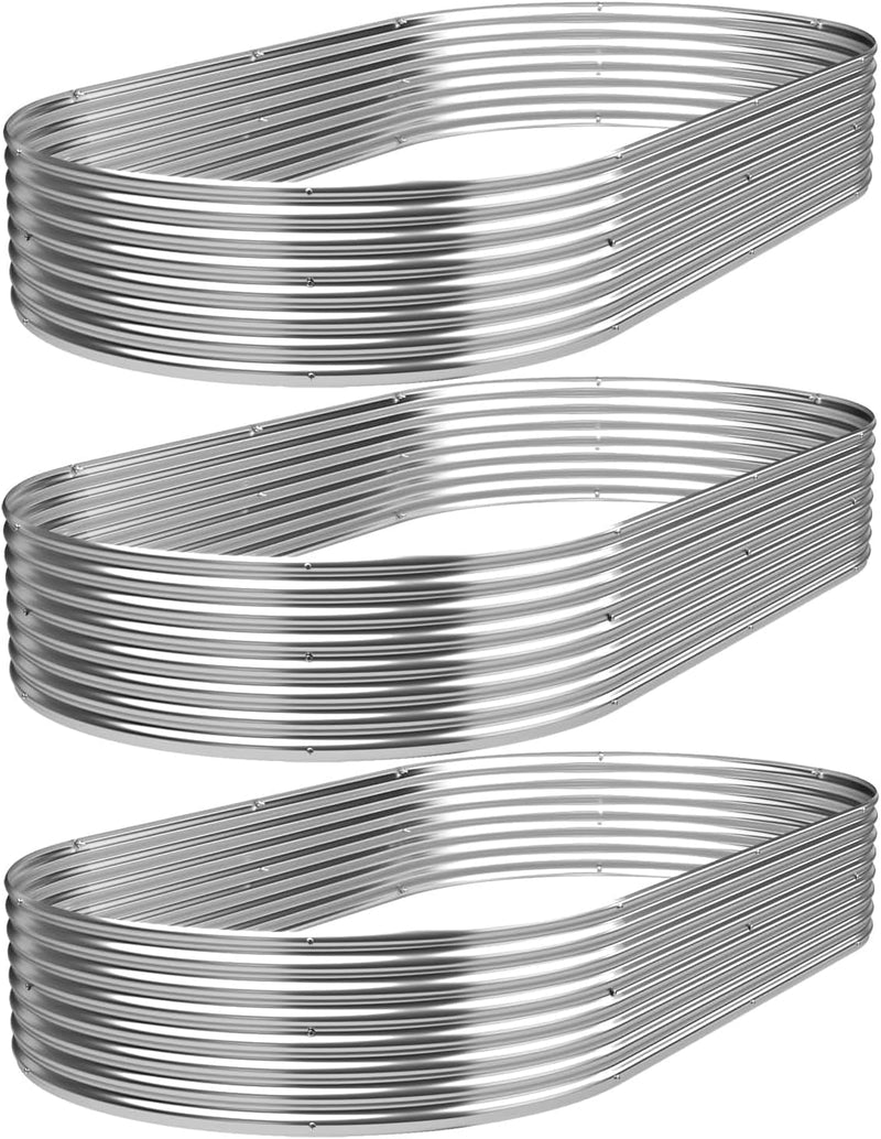 Oval Corrugated Galvanized Steel Raised Garden Bed (3 Pack)