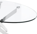 Oval Glass Coffee Table with Chrome Crossed Legs