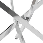 Oval Glass Coffee Table with Chrome Crossed Legs