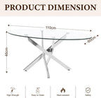 Oval Glass Coffee Table with Chrome Crossed Legs