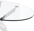 Oval Glass Coffee Table with Crossed Legs Modern