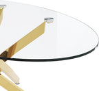 Oval Glass Coffee Table with Crossed Legs Modern