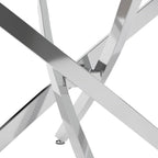 Oval Glass Coffee Table with Crossed Legs Modern