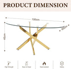 Oval Glass Coffee Table with Crossed Legs Modern