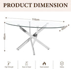 Oval Glass Coffee Table with Crossed Legs Modern