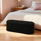 Oval Ottoman with Storage Bench Folding Foot Rest