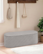 Oval Ottoman with Storage Bench Folding Foot Rest