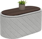 Oval Ottoman with Storage Bench Folding Foot Rest