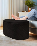 Oval Ottoman with Storage Bench Folding Foot Rest